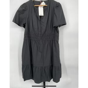 Qunice Women's 100% Organic Cotton Keyhole Midi Dress Garden Green Sz M #84